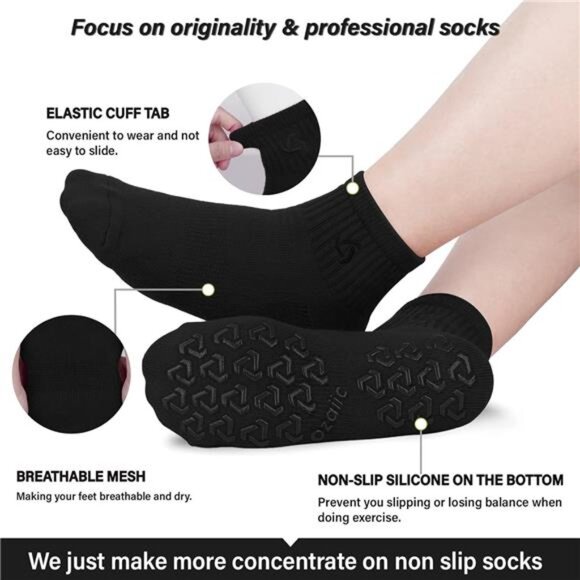 Non Slip Socks Grip for Yoga Home Workout Pure Barre, Pilates, Hospital Socks - Picture 2 of 8